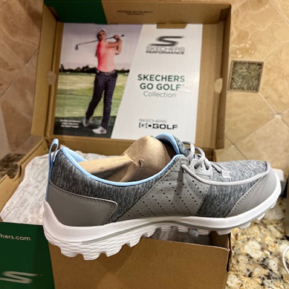 NEW Skechers Go Walk 2 Sugar Golf Shoes - Womens -Gray/Blue - Size 8